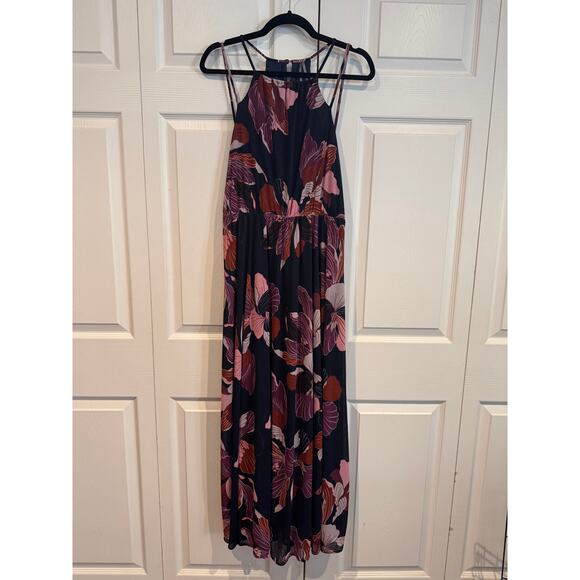 Anthropologie Tiered Halter Maxi Dress Dark Floral Boho - Picture 2 of 8